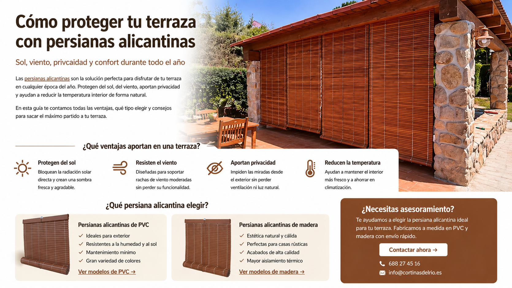 Persianas alicantinas en terraza o porche para protección exterior